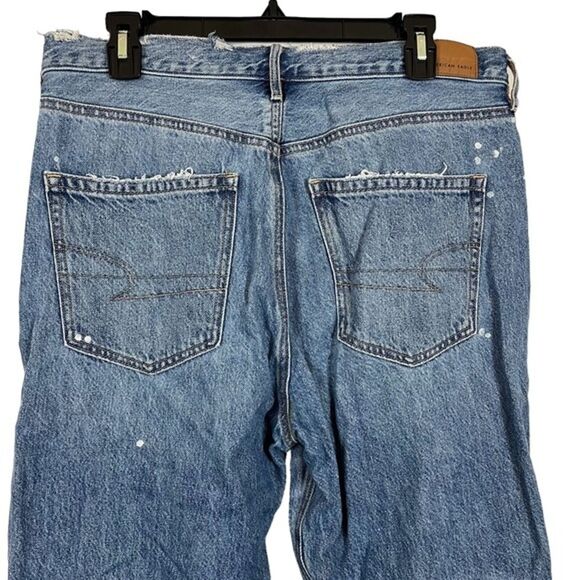 American Eagle Women's 90s Boyfriend Distressed Blue Jeans High Rise Zip Fly 10 - Picture 12 of 16